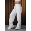 Women's adjustable waist brushed straight leg cotton pants with side pockets