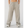 Women's adjustable waist brushed straight leg cotton pants with side pockets