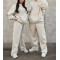 Women's adjustable waist brushed straight leg cotton pants with side pockets