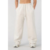 Women's adjustable waist brushed straight leg cotton pants with side pockets