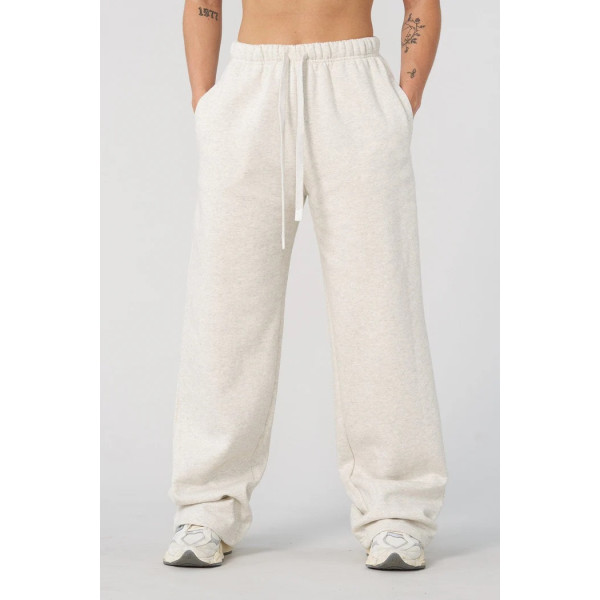 Women's adjustable waist brushed straight leg cotton pants with side pockets