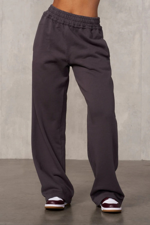 Women's cotton fleece wide leg pocket sweatpansts