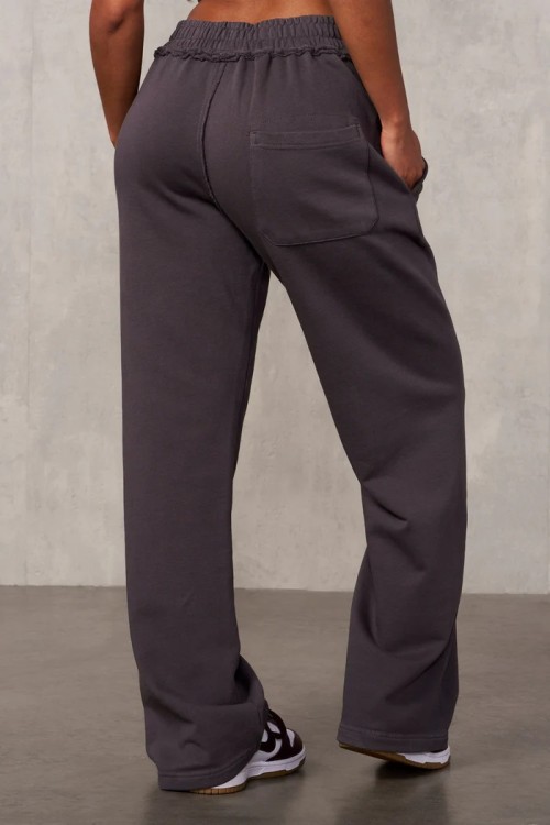 Women's cotton fleece wide leg pocket sweatpansts