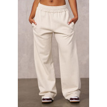 Women's cotton fleece wide leg pocket sweatpansts