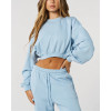 Crew neck relaxed fit crop sweatshirts for women with drop shoulder