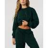 Crew neck relaxed fit crop sweatshirts for women with drop shoulder