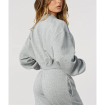 Crew neck relaxed fit crop sweatshirts for women with drop shoulder