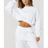 Crew neck relaxed fit crop sweatshirts for women with drop shoulder