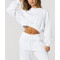 Crew neck relaxed fit crop sweatshirts for women with drop shoulder
