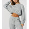 Crew neck relaxed fit crop sweatshirts for women with drop shoulder