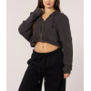 Women's zip up waffle hoodies hooded crop cotton coats
