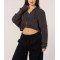 Women's zip up waffle hoodies hooded crop cotton coats