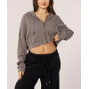 Women's zip up waffle hoodies hooded crop cotton coats