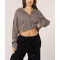 Women's zip up waffle hoodies hooded crop cotton coats