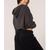Women's zip up waffle hoodies hooded crop cotton coats