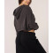 Women's zip up waffle hoodies hooded crop cotton coats
