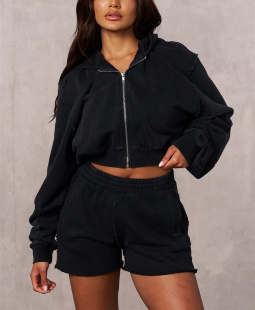 Women's luxury relaxed fit zip up hoodies versatile hooded jackets