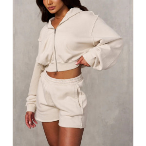 Women's luxury relaxed fit zip up hoodies versatile hooded jackets