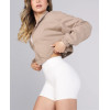 Women's stand collar full zip crop jackets with adjustable hem
