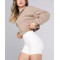 Women's stand collar full zip crop jackets with adjustable hem