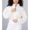 Women's stand collar full zip crop jackets with adjustable hem