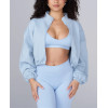 Women's stand collar full zip crop jackets with adjustable hem