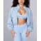 Women's stand collar full zip crop jackets with adjustable hem