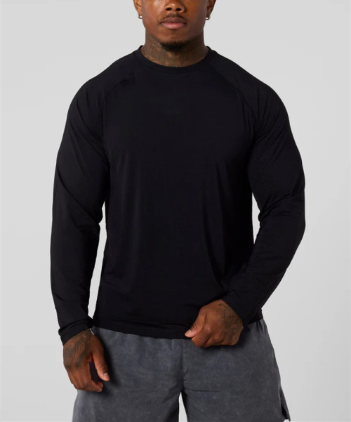 Men's lightweight long sleeve fitted t shirts moisture wicking training sports tees