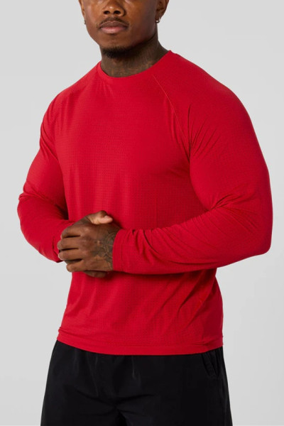 Men's lightweight long sleeve fitted t shirts moisture wicking training sports tees