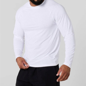 Men's lightweight long sleeve fitted t shirts moisture wicking training sports tees