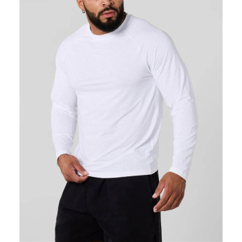 Men's lightweight long sleeve fitted t shirts moisture wicking training sports tees