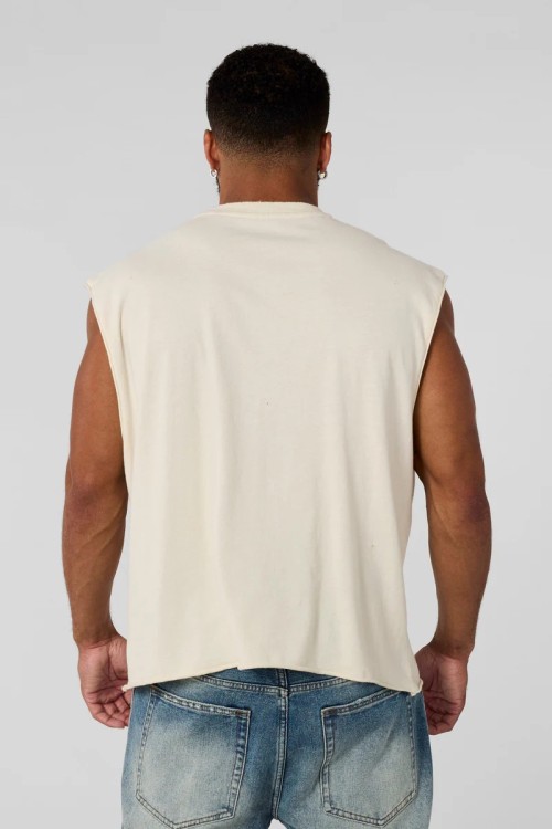 Men's 100% cotton oversized fit muscle tank fashionable acid wash fitness tank