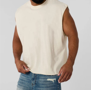 Men's 100% cotton oversized fit muscle tank fashionable acid wash fitness tank