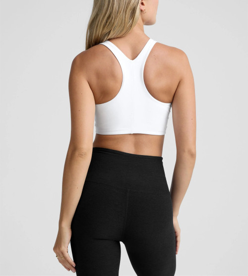 Women's high neck padded racerback sleeveless crop top supportive sports bra