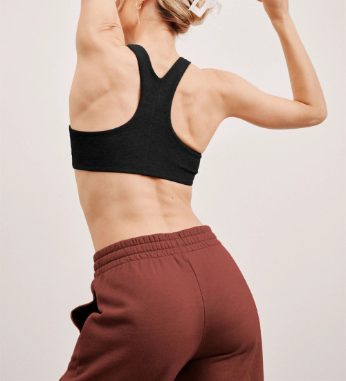 Women's high neck padded racerback sleeveless crop top supportive sports bra