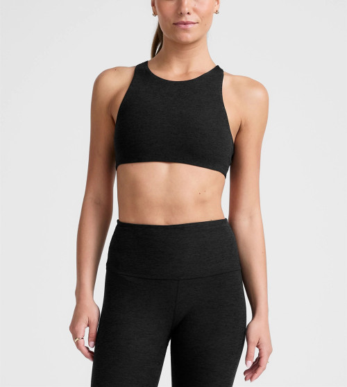Women's high neck padded racerback sleeveless crop top supportive sports bra