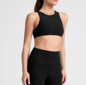Women's high neck padded racerback sleeveless crop top supportive sports bra