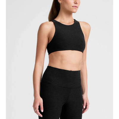 Women's high neck padded racerback sleeveless crop top supportive sports bra