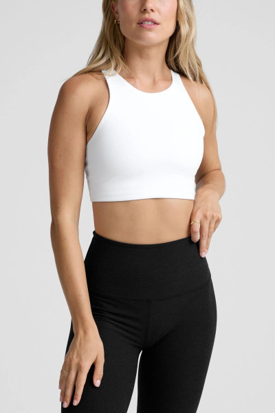 Women's high neck padded racerback sleeveless crop top supportive sports bra