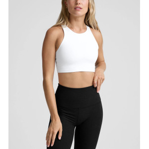 Women's high neck padded racerback sleeveless crop top supportive sports bra