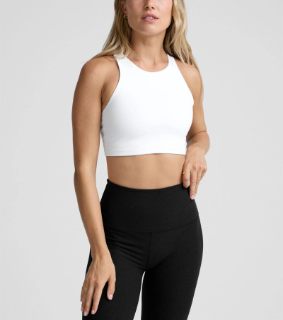 Women's high neck padded racerback sleeveless crop top supportive sports bra