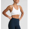 Women's strappy back sports bra with removable padding medium support fitness bra
