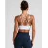 Women's strappy back sports bra with removable padding medium support fitness bra