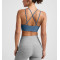 Women's strappy back sports bra with removable padding medium support fitness bra