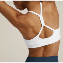 Scoop neck supportive hollow back sports bra with removable paddings spaghetti strap yoga bralette