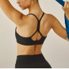 Scoop neck supportive hollow back sports bra with removable paddings spaghetti strap yoga bralette