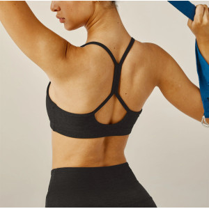 Scoop neck supportive hollow back sports bra with removable paddings spaghetti strap yoga bralette
