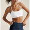 Scoop neck supportive hollow back sports bra with removable paddings spaghetti strap yoga bralette