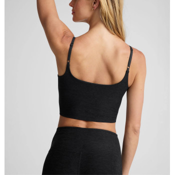 Women's ruched sports tank with adjustable straps full coverage u back sleeveless crop