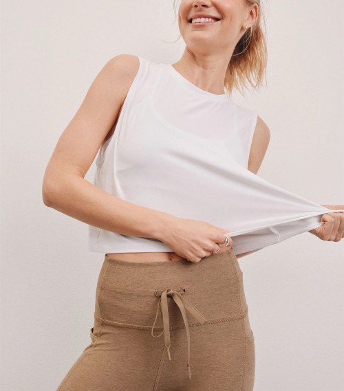 Light weight sleeveless crop top relaxed fit cotton tank